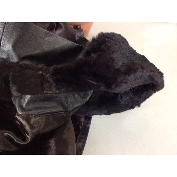 Leather Fur Trim Vest Womens Small - Picture 4 of 9